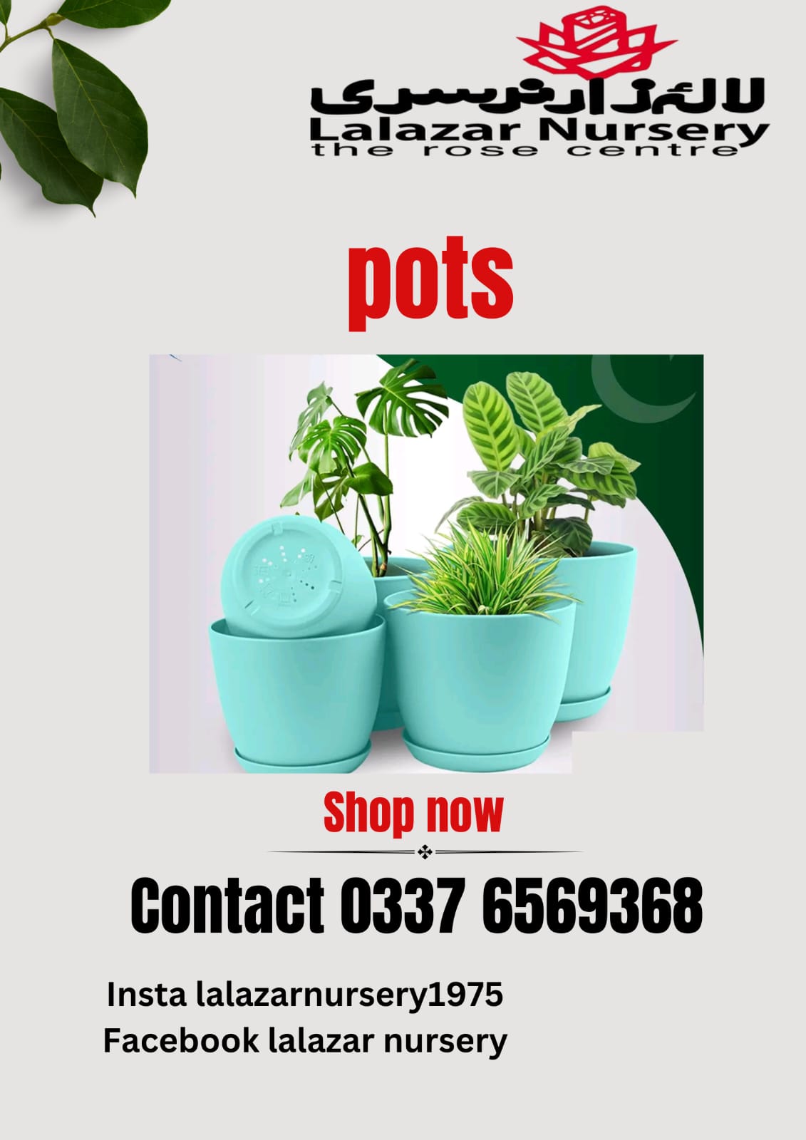 Plastic pots /Pack of five different sizes