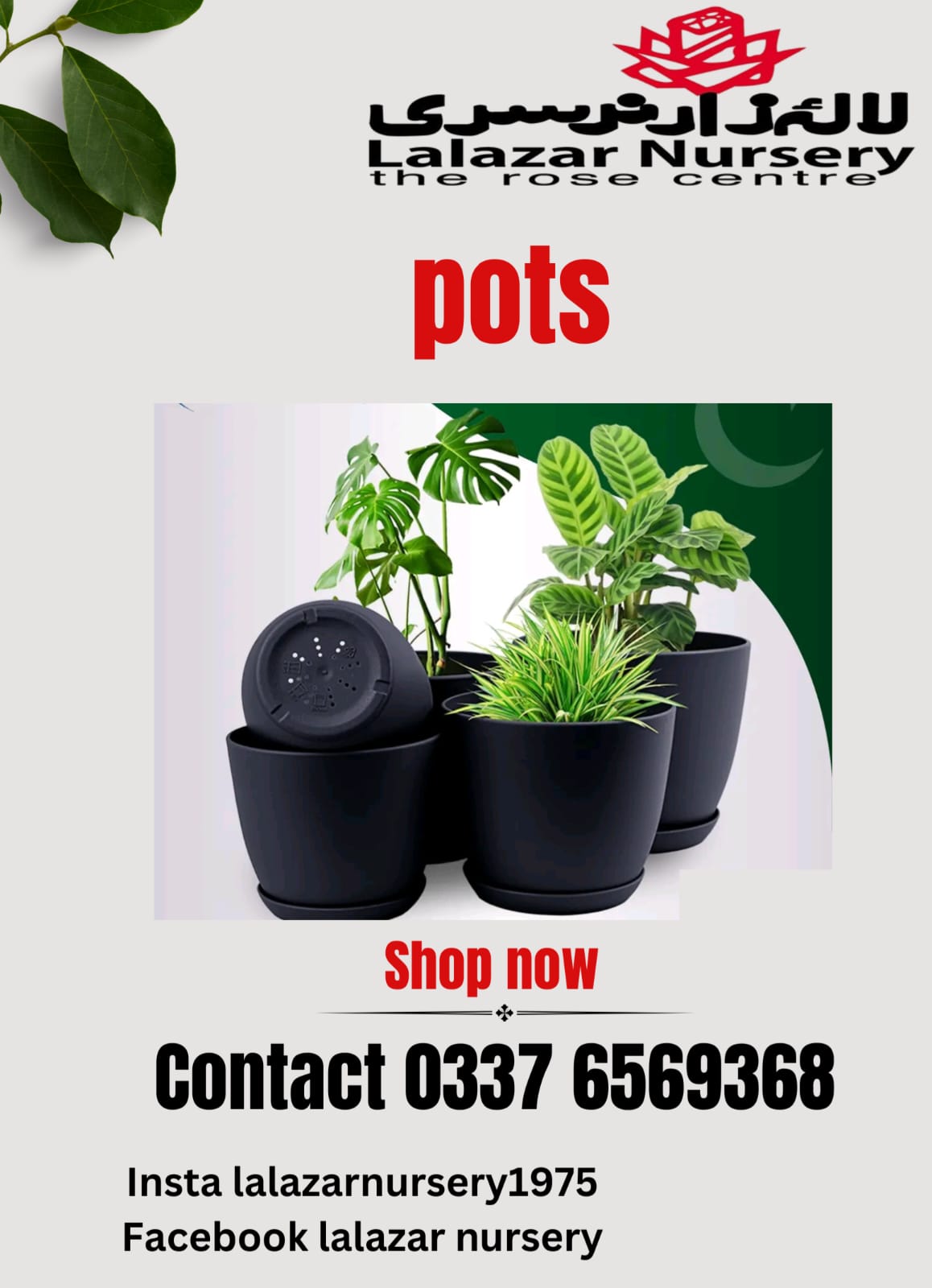 Plastic pots /Pack of five different sizes